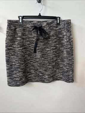 LOFT Black and White Mini Skirt with Bow Detail